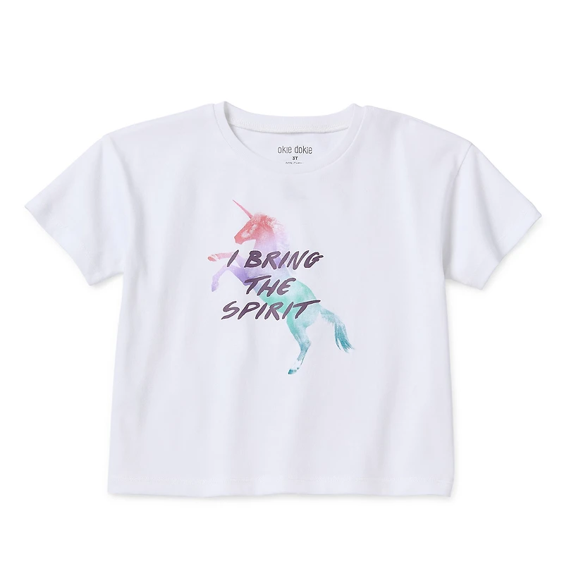 Okie Dokie Active Girls Round Neck Short Sleeve Active T-Shirt
