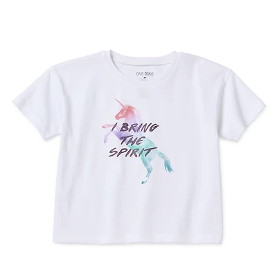 Okie Dokie Active Girls Round Neck Short Sleeve Active T-Shirt