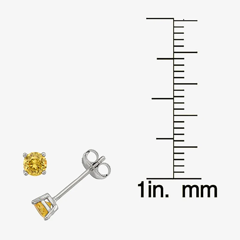 Lab Created Yellow Cubic Zirconia Sterling Silver 4mm Stud Earrings