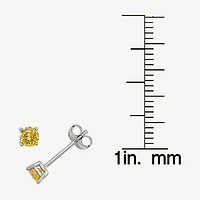 Lab Created Yellow Cubic Zirconia Sterling Silver 4mm Stud Earrings