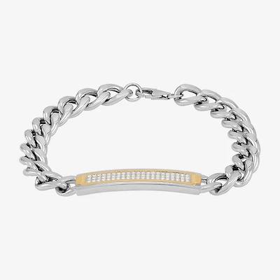Mens 14K Gold Over Silver 8 1/2 Inch Hollow Curb Id Bracelet