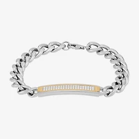 Mens 14K Gold Over Silver 8 1/2 Inch Hollow Curb Id Bracelet