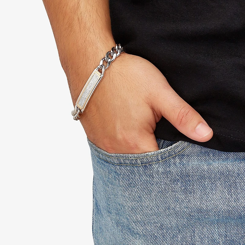 Mens 14K Gold Over Silver 8 1/2 Inch Hollow Curb Id Bracelet