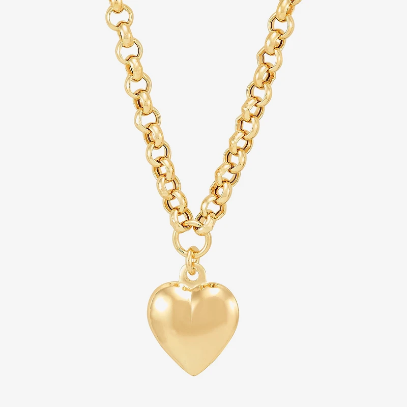 Womens 14K Gold Over Silver Heart 16 Inch Pendant Necklace