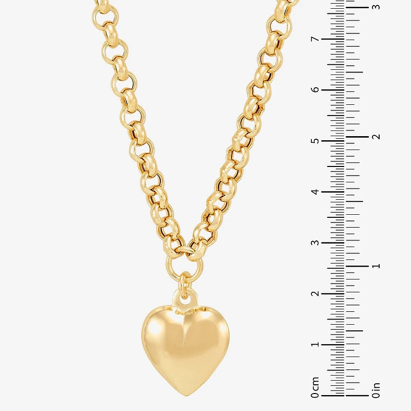 Womens 14K Gold Over Silver Heart 16 Inch Pendant Necklace