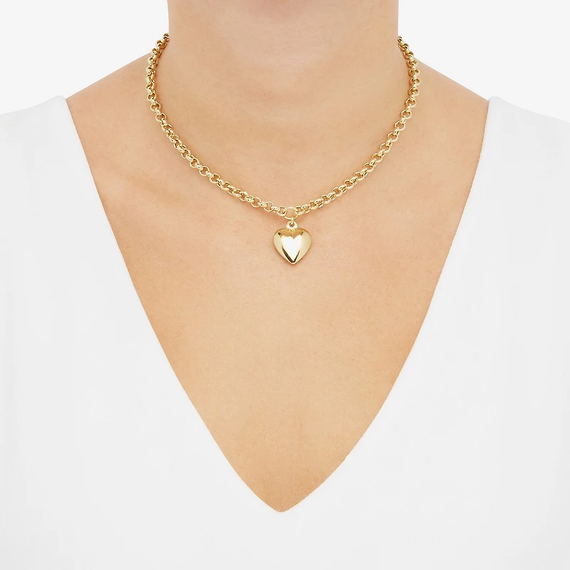 Womens 14K Gold Over Silver Heart 16 Inch Pendant Necklace