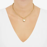 Womens 14K Gold Over Silver Heart 16 Inch Pendant Necklace