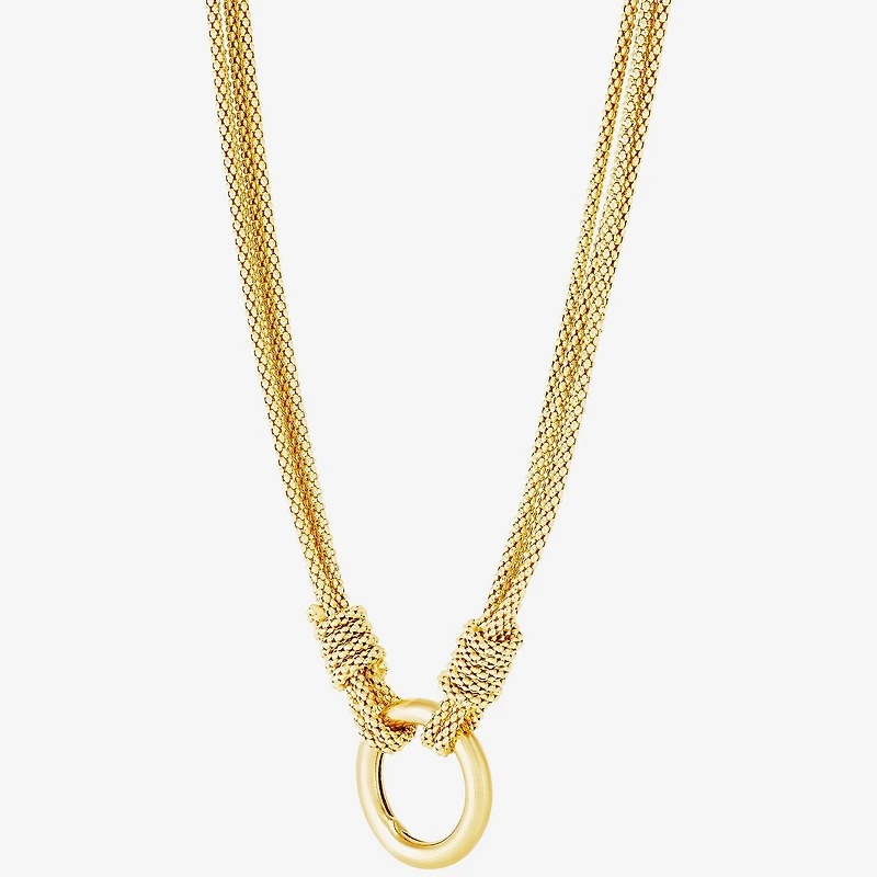 Womens 14K Gold Over Silver Circle Round 16 Inch Pendant Necklace