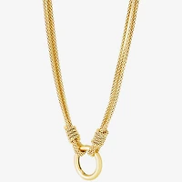 Womens 14K Gold Over Silver Circle Round 16 Inch Pendant Necklace