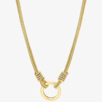 Womens 14K Gold Over Silver Circle Round 16 Inch Pendant Necklace