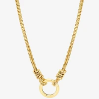 Womens 14K Gold Over Silver Circle Round 16 Inch Pendant Necklace