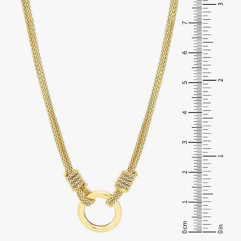 Womens 14K Gold Over Silver Circle Round 16 Inch Pendant Necklace