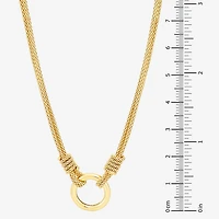Womens 14K Gold Over Silver Circle Round 16 Inch Pendant Necklace