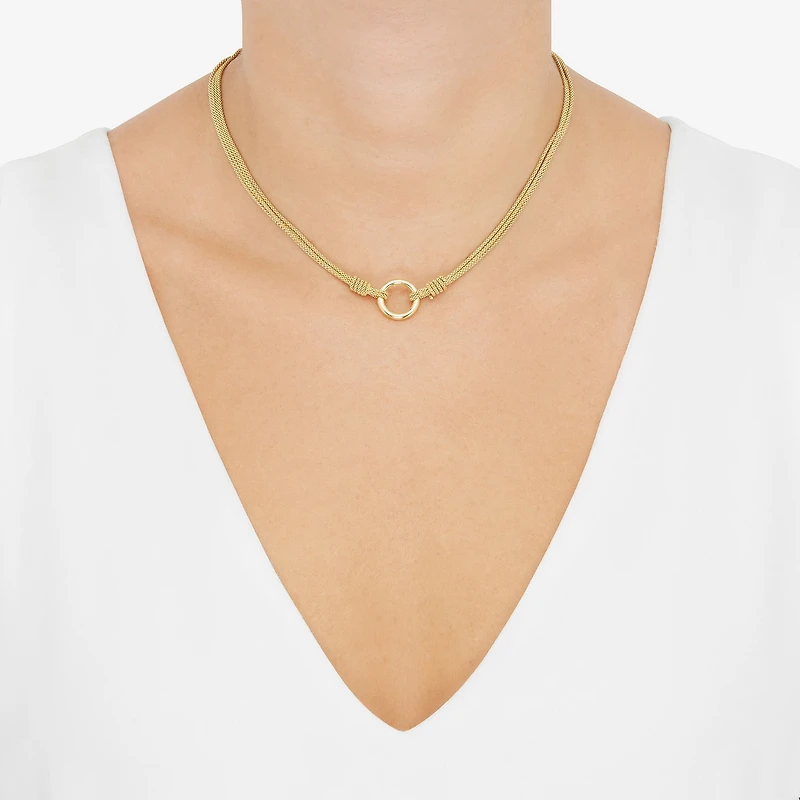 Womens 14K Gold Over Silver Circle Round 16 Inch Pendant Necklace