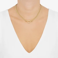 Womens 14K Gold Over Silver Circle Round 16 Inch Pendant Necklace