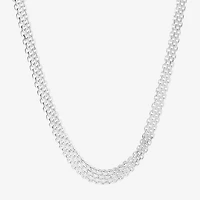 Athra Sterling Silver 18 Inch Solid Bismark Chain Necklace