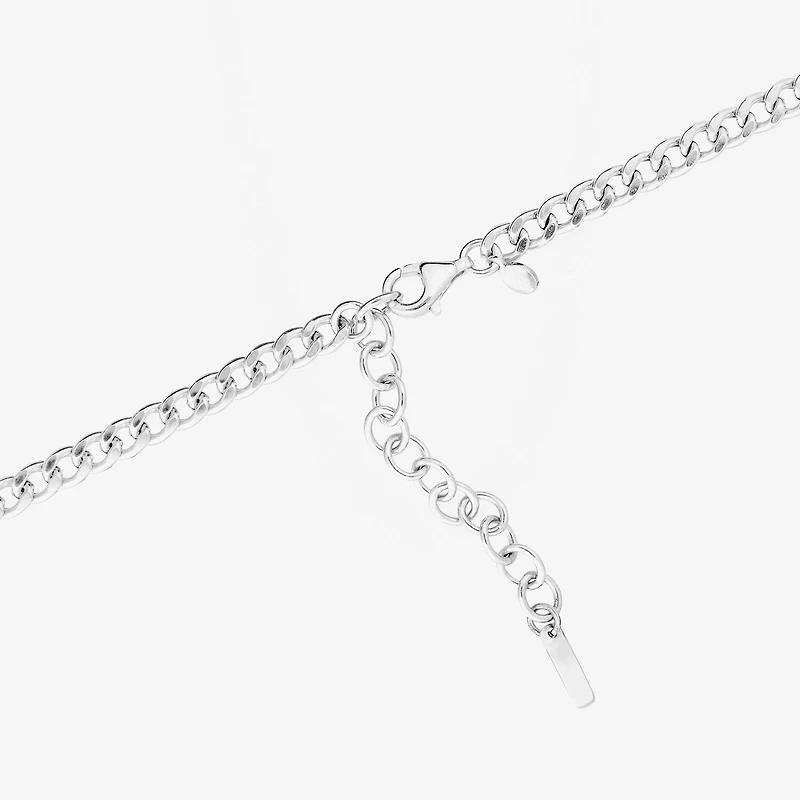 Womens Sterling Silver Inch Curb Chain Necklace