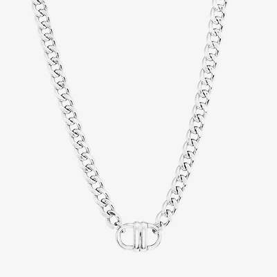 Womens Sterling Silver Inch Curb Chain Necklace
