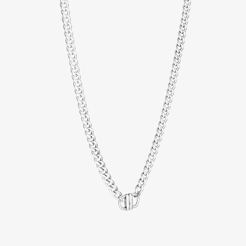Womens Sterling Silver Inch Curb Chain Necklace