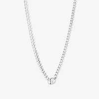 Womens Sterling Silver Inch Curb Chain Necklace