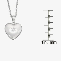 Womens White Cubic Zirconia Sterling Silver 15 Inch Locket Necklace