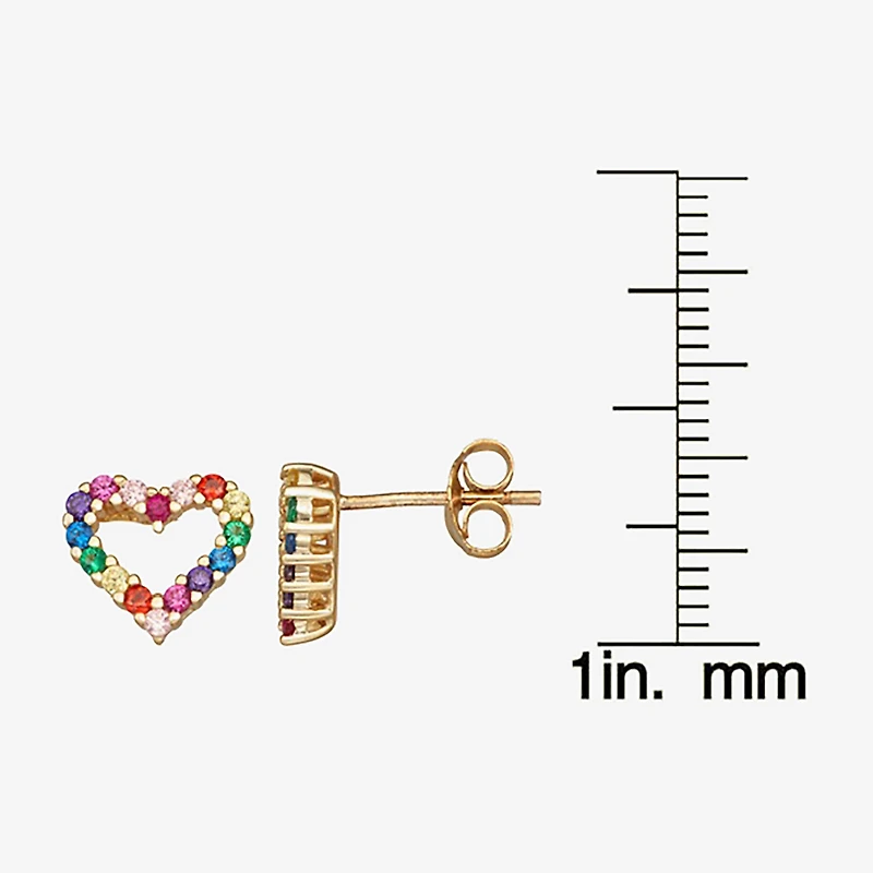 3/4 CT. Multi Color Cubic Zirconia 14K Gold Over Silver 9mm Stud Earrings