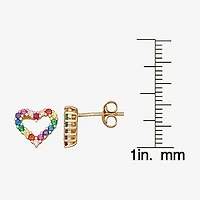 3/4 CT. Multi Color Cubic Zirconia 14K Gold Over Silver 9mm Stud Earrings