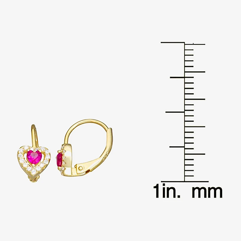 Girls 1/2 CT. Pink Cubic Zirconia 14K Gold Over Silver 7mm Hoop Earrings