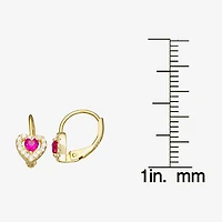 Girls 1/2 CT. Pink Cubic Zirconia 14K Gold Over Silver 7mm Hoop Earrings