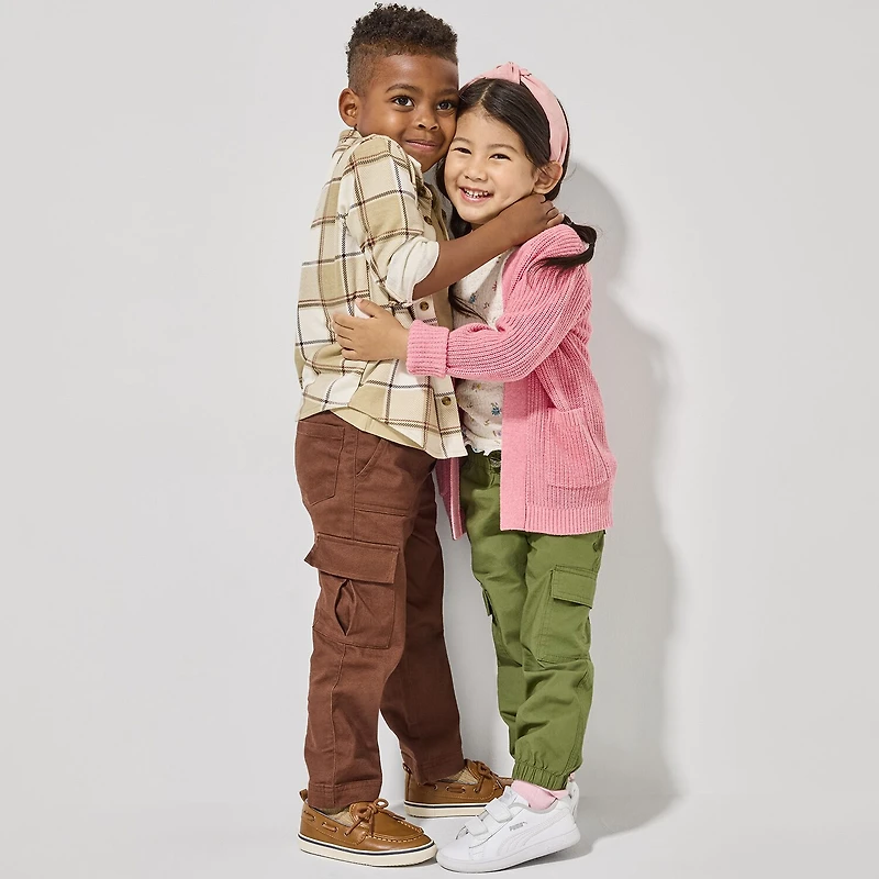 Okie Dokie Soft Knit Plaid Toddler & Little Boys Long Sleeve Cuffed Regular Fit Button-Down Shirt
