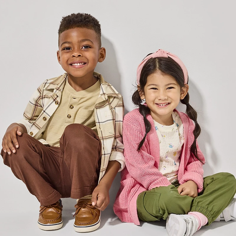 Okie Dokie Soft Knit Plaid Toddler & Little Boys Long Sleeve Cuffed Regular Fit Button-Down Shirt