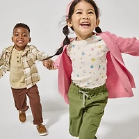 Okie Dokie Soft Knit Plaid Toddler & Little Boys Long Sleeve Cuffed Regular Fit Button-Down Shirt