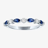Modern Bride Gemstone (G-H/Si2-I1) Womens 1/4 CT. T.W. Lab Grown Blue Sapphire 10K Gold Wedding Band