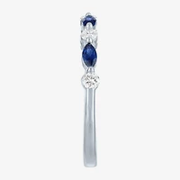 Modern Bride Gemstone (G-H/Si2-I1) Womens 1/4 CT. T.W. Lab Grown Blue Sapphire 10K Gold Wedding Band
