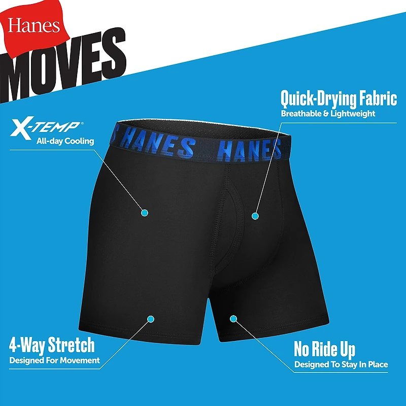 Hanes Moves Stretch Little & Big Kid Boys 5 Pack Boxer Briefs Bu9xb5