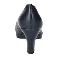 Easy Street Equinox Womens Round Stiletto Heel Pumps Narrow Width