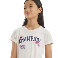 Champion Big Kid Girls Crew Neck Short Sleeve Classic Fit Graphic T-Shirt