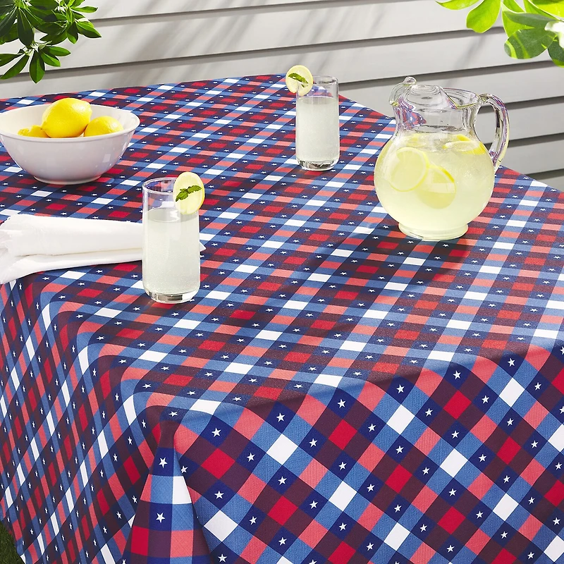 Town And Country Patriotic Plaid Tablecloth