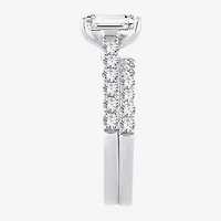 (H-I / SI1-SI2) Signature By Modern Bride Womens 3 CT. T.W. Lab Grown White Diamond 14K Gold Emerald Bridal Set
