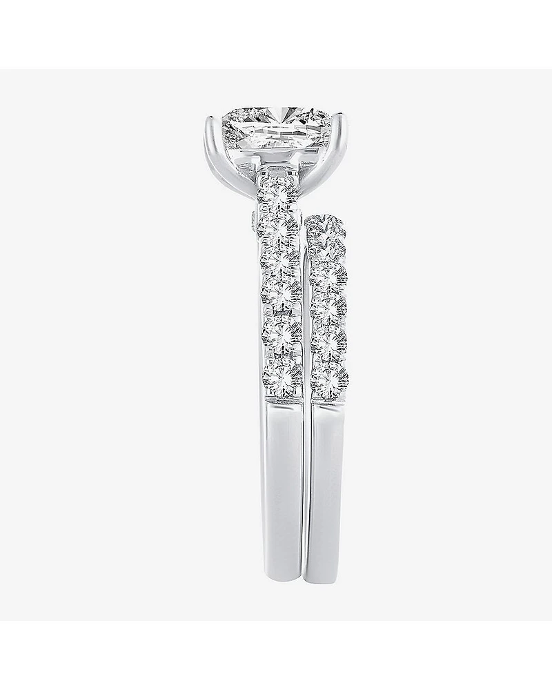 (H-I / SI1-SI2) Signature By Modern Bride Princess Cut Womens 3 CT. T.W. Lab Grown White Diamond 14K Gold Bridal Set