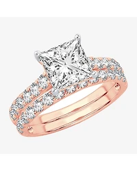 (H-I / SI1-SI2) Signature By Modern Bride Princess Cut Womens 3 CT. T.W. Lab Grown White Diamond 14K Gold Bridal Set