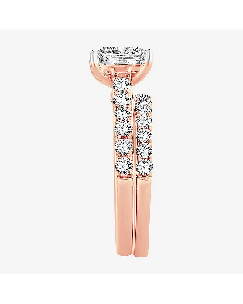 (H-I / SI1-SI2) Signature By Modern Bride Princess Cut Womens 3 CT. T.W. Lab Grown White Diamond 14K Gold Bridal Set