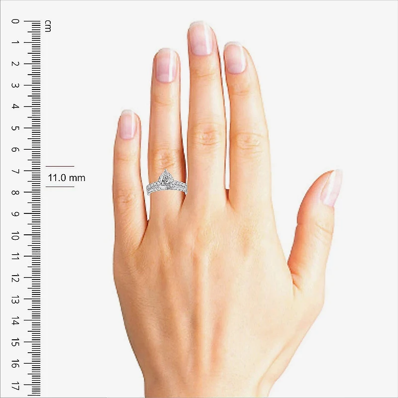 (H-I / SI1-SI2) Signature By Modern Bride Womens 3 CT. T.W. Lab Grown White DiamondIn  14K Gold Pear Bridal Set