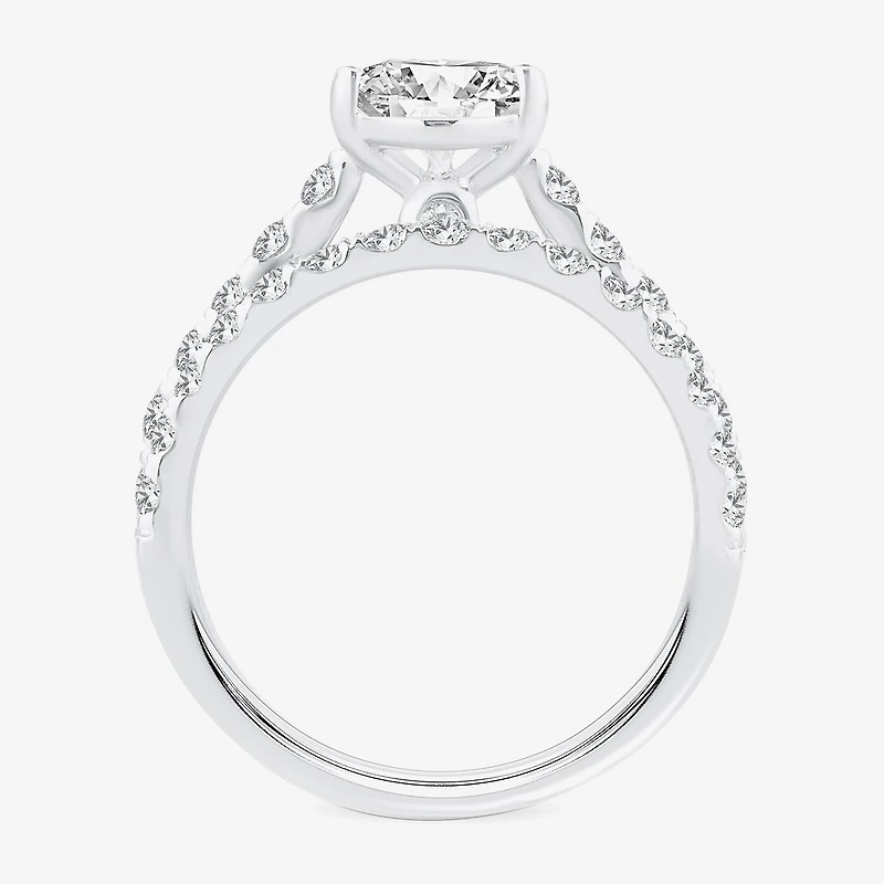 (H-I / SI1-SI2) Signature By Modern Bride Womens 3 CT. T.W. Lab Grown White DiamondIn  14K Gold Pear Bridal Set