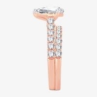 (H-I / SI1-SI2) Signature By Modern Bride Womens 3 CT. T.W. Lab Grown White DiamondIn  14K Gold Pear Bridal Set