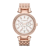 Liz Claiborne® Womens Rose-Tone & Crystal-Accent Oversized Watch