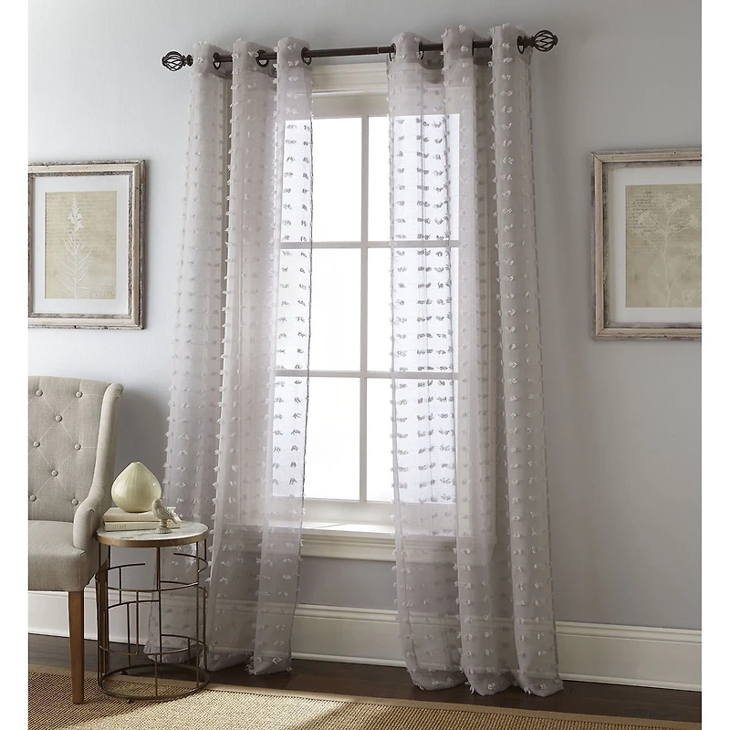 Stratford Park Athena Grommet Top Sheer Set of 2 Curtain Panel
