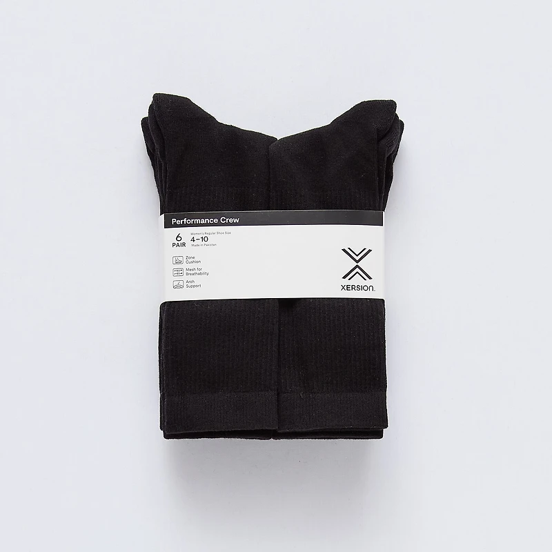 Xersion Essential Performance Womens 6 Pair Crew Socks
