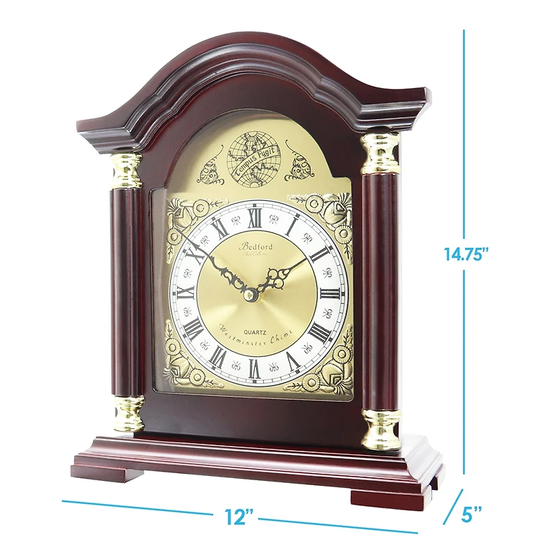 Megagoods 10.5" Redwood Black Mantel Clock