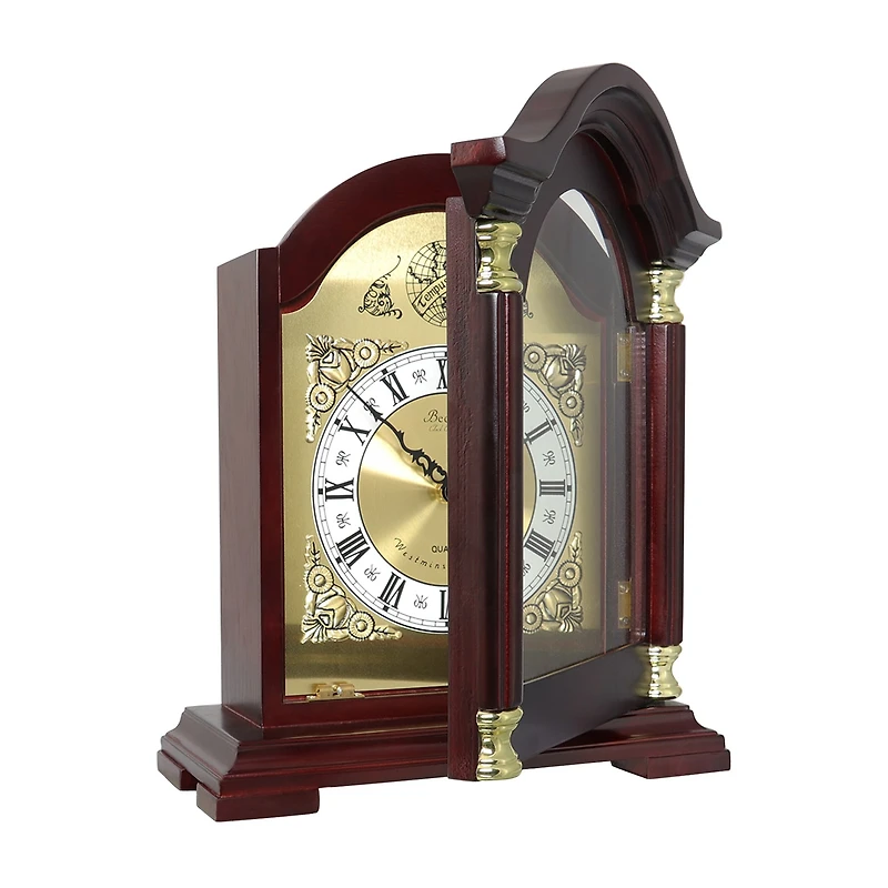 Megagoods 10.5" Redwood Black Mantel Clock